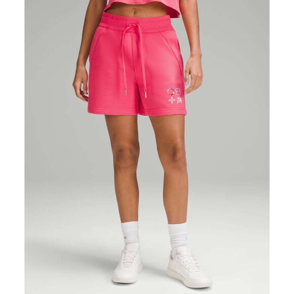 Lululemon Scuba High-Rise Short 5" Pride Glaze Pink Womens Size 10 Cotton/Poly - Picture 1 of 3